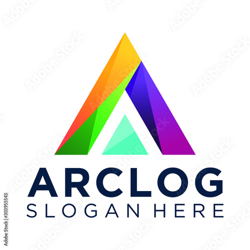 LOGO TRIANGLE COLORFULL, TECHNOLOGY, LETTER A LOGO INITIAL VECTOR DESIGNS, eps 10