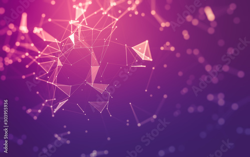 Abstract background. Molecules technology with polygonal shapes, connecting dots and lines. Connection structure. Big data visualization.