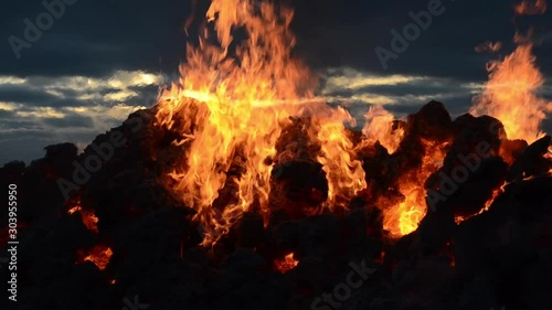 Burning flax straw in a Saskatchewan field