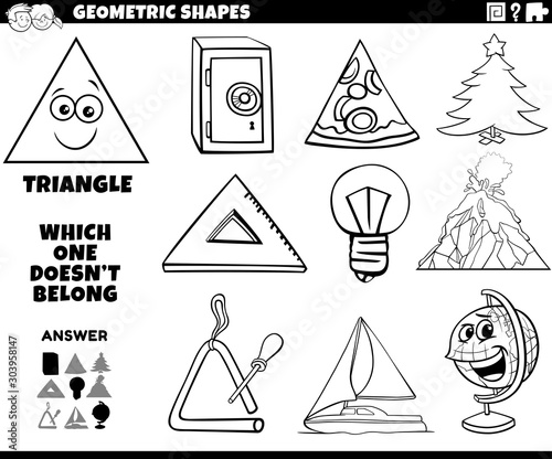 triangle shape educational task for kids coloring book