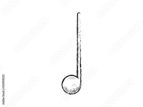 Isolated quarter note sketch. Musical note - Vector