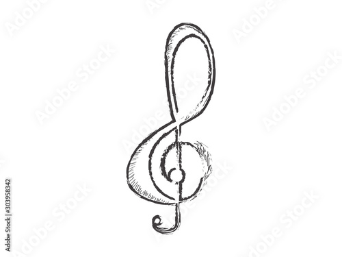 Sketch of a treble clef. Musical note - Vector