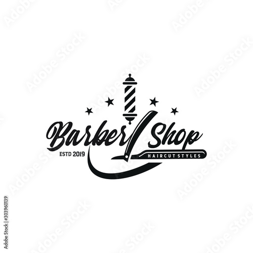 Vintage Barbershop Logo Vector Template