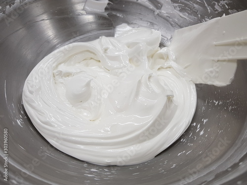 closeup of a bowl of cream