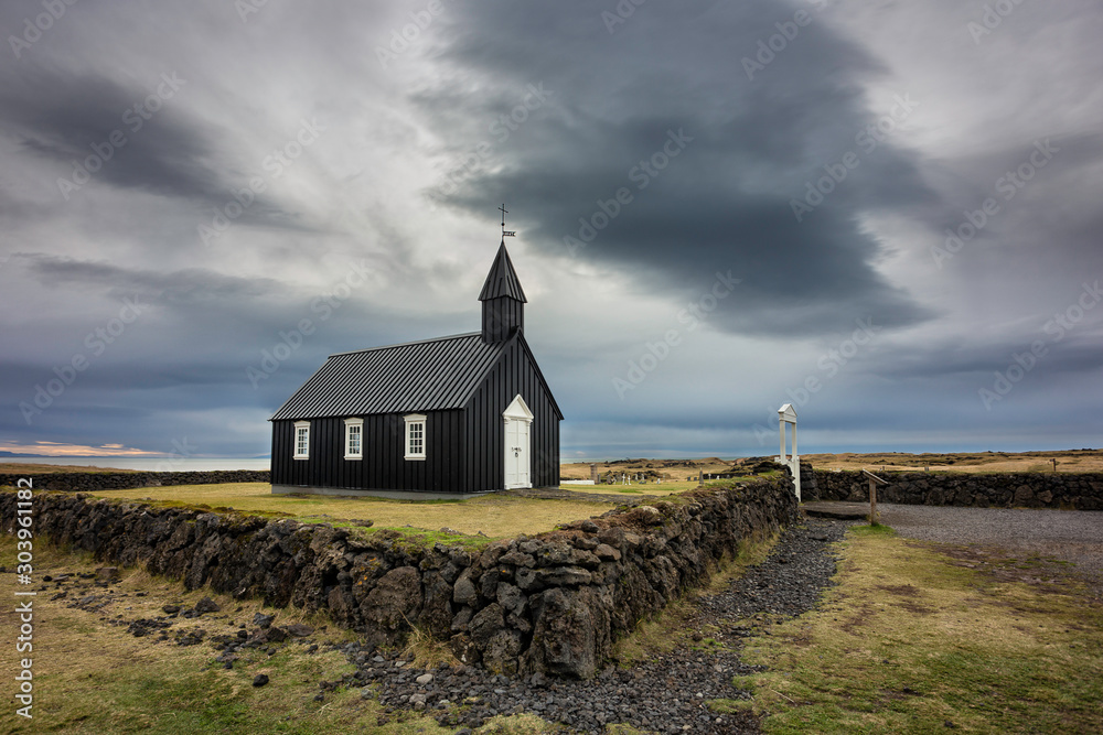  Budakirkja is the famous black church located in Budir, Snaefellsnes, Iceland