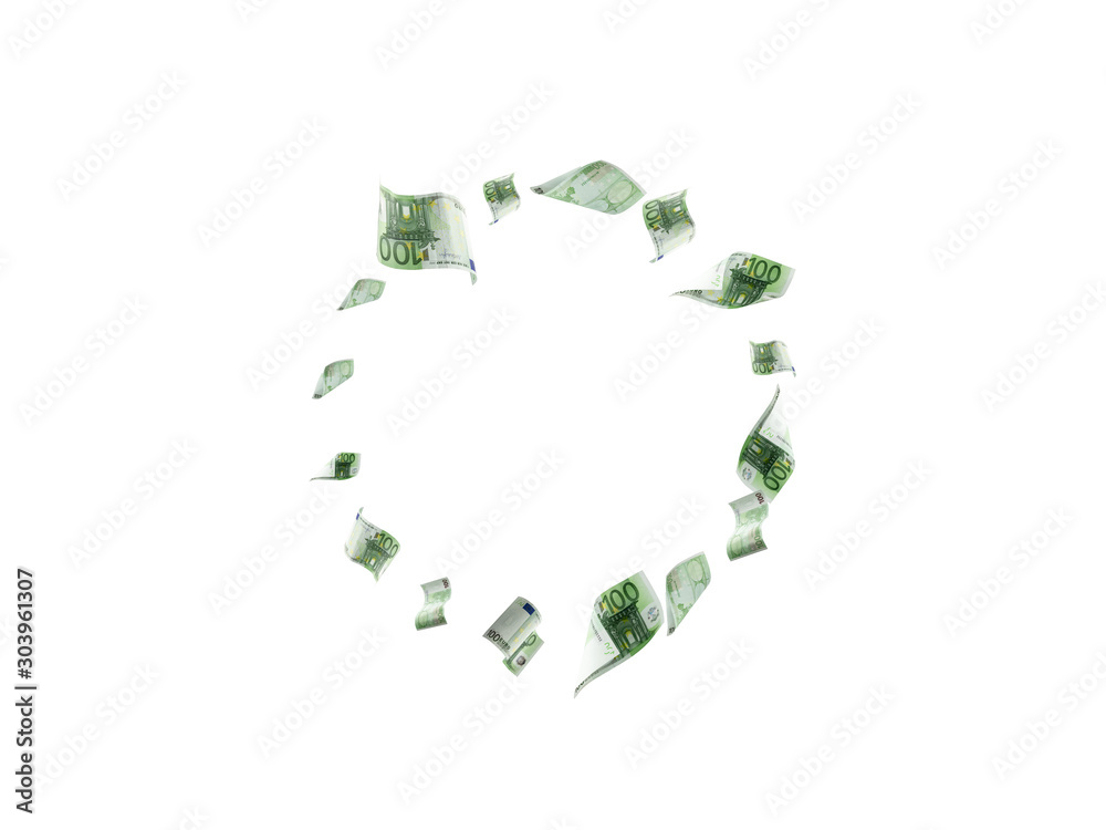 Counting euro banknote falling isolated. Money cash texture on white background. Counting euro banknote falling isolated. Money cash texture on white background.