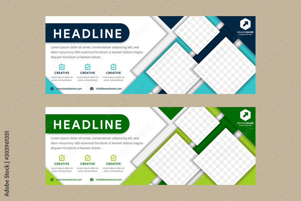 blue green abstract corporate business banner template horizontal