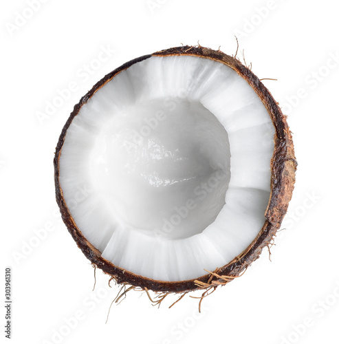 Half coconut, isolated on white