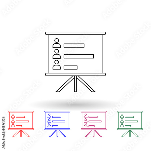 Board with voters multi color icon. Simple thin line, outline vector of election icons for ui and ux, website or mobile application
