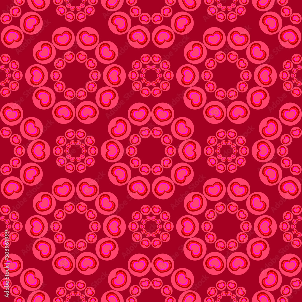 Red pink hearts seamless pattern