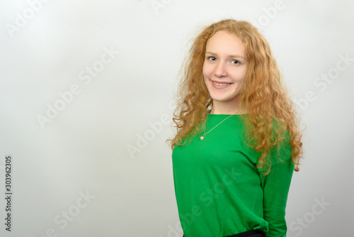 portrait happy young woman isolated