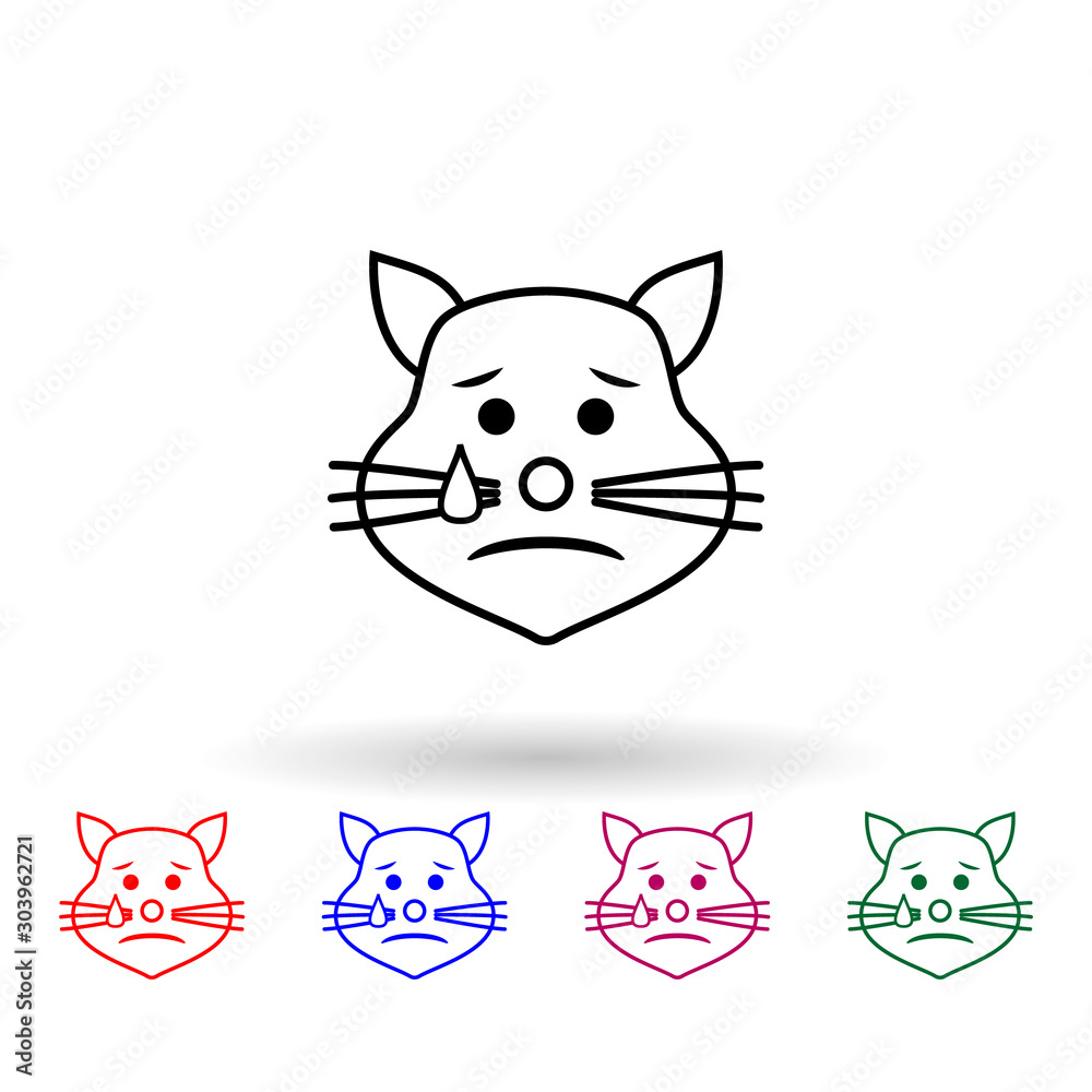 Fototapeta premium Crying cat multi color icon. Simple thin line, outline vector of emoji icons for ui and ux, website or mobile application