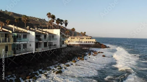 Aerial view of houses on Malibu beach