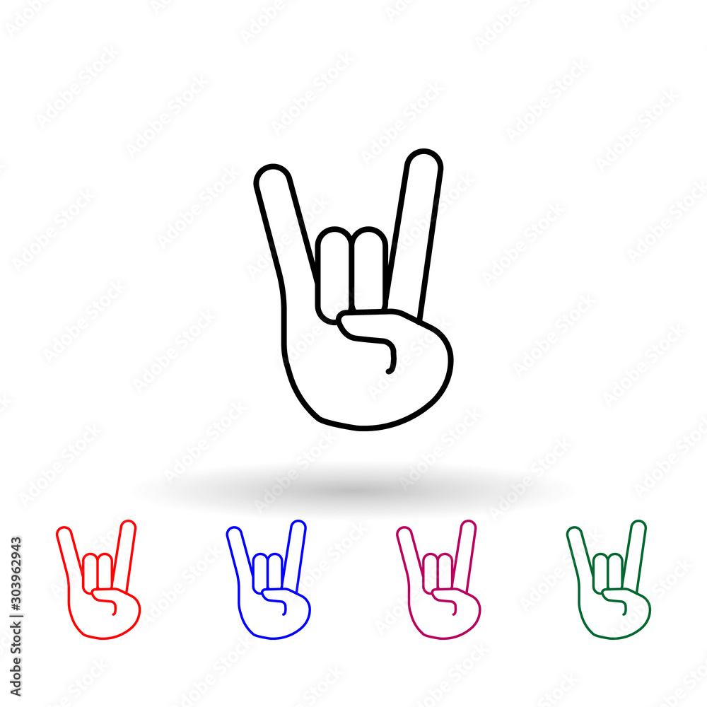 Fingers rock multi color icon. Simple thin line, outline vector of emoji icons for ui and ux, website or mobile application Fingers rock multi color icon. Simple thin line, outline vector of emoji icons for ui and ux, website or mobile application