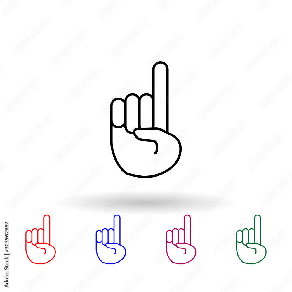 Finger point multi color icon. Simple thin line, outline vector of emoji icons for ui and ux, website or mobile application Finger point multi color icon. Simple thin line, outline vector of emoji icons for ui and ux, website or mobile application