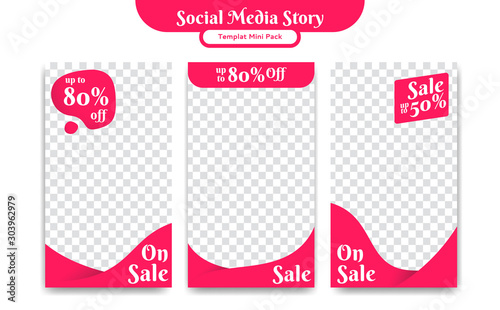 Social media whatsapp instagram story design template pink curve soft style for sale promotion