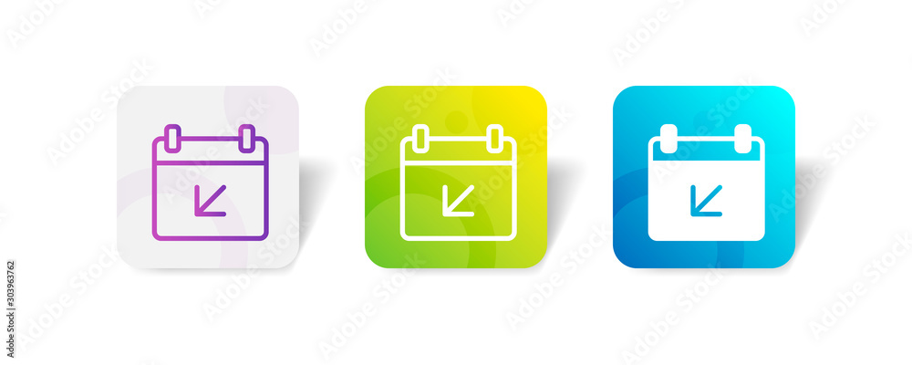 check-in schedule outline and solid icon in smooth gradient background button
