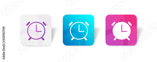 alarm outline and solid icon in smooth gradient background button