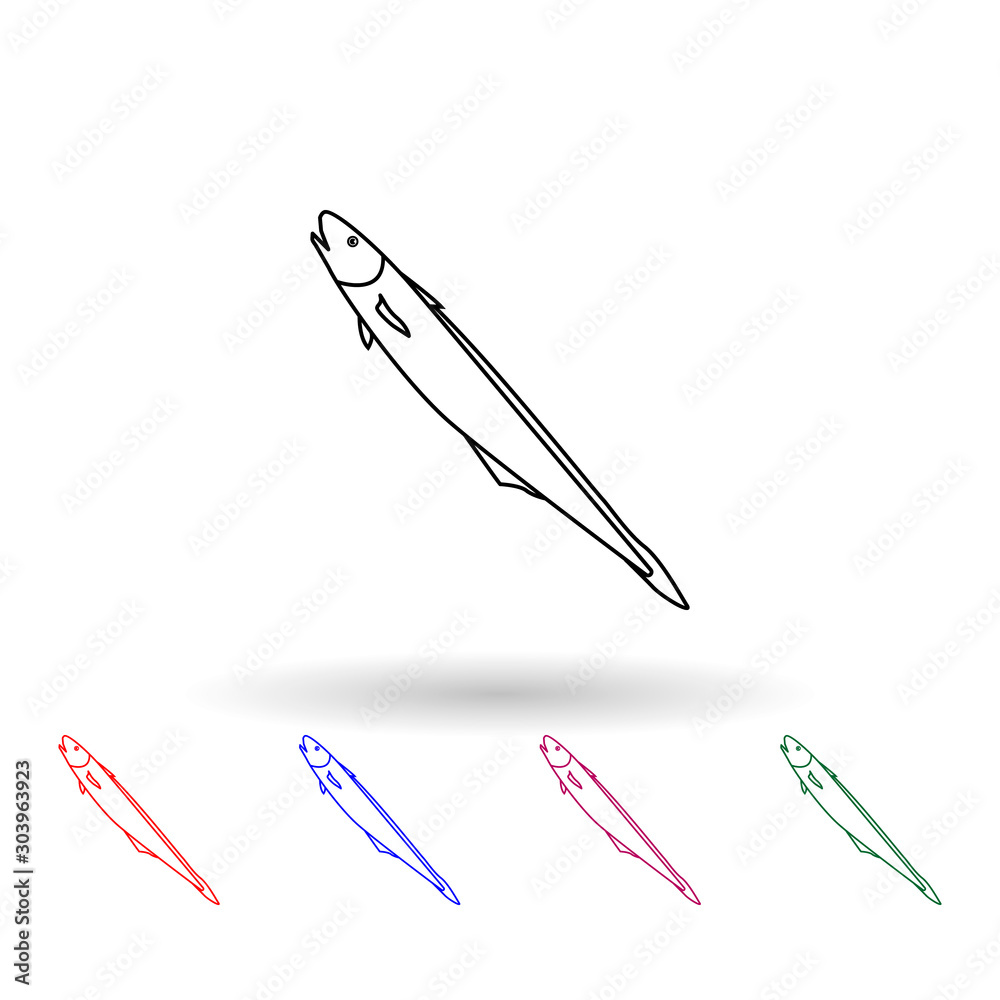 Obraz premium Hoki multi color icon. Simple thin line, outline vector of fish icons for ui and ux, website or mobile application