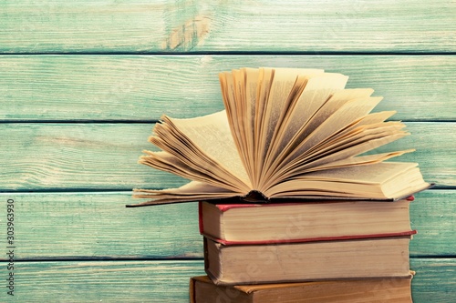 Stack of books isolated on background.