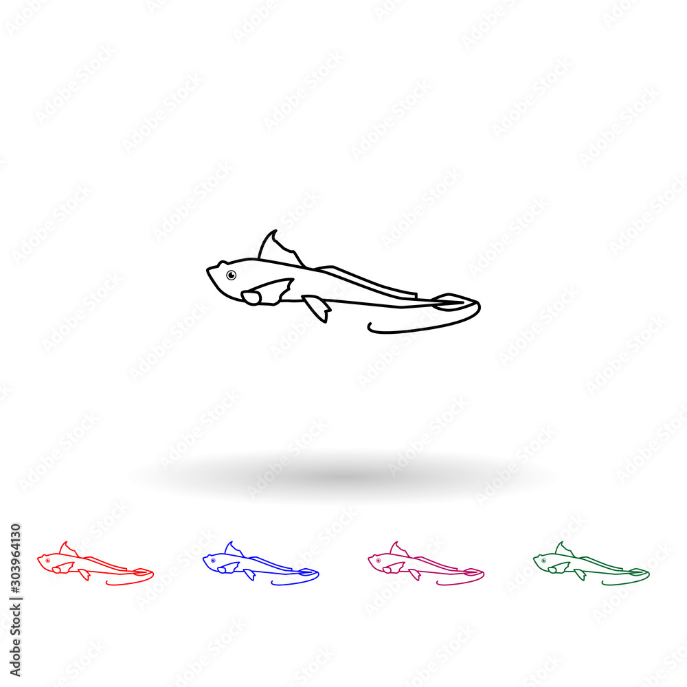 Ghost shark multi color icon. Simple thin line, outline vector of fish icons for ui and ux, website or mobile application
