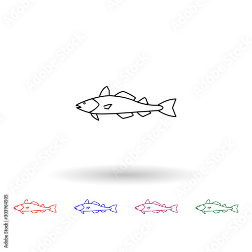 Atlantic cod multi color icon. Simple thin line, outline vector of fish icons for ui and ux, website or mobile application