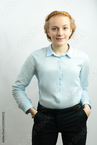 portrait happy young woman isolated