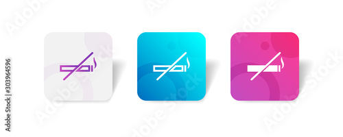 no smoking outline and solid icon in smooth gradient background button