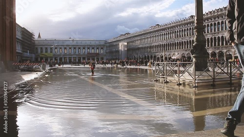 Acqua Alta in the Piazza San Marco, in Venice, Italy. photo