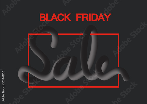 Black Friday sale vector illustration. Modern tubular lettering trend.