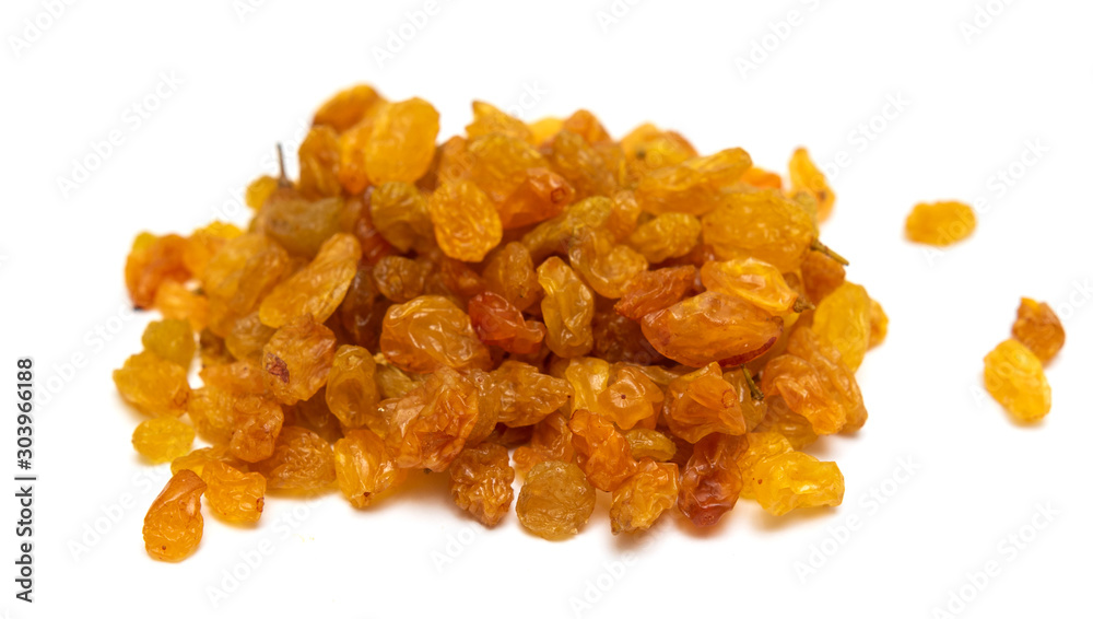 Dried raisins yellow raisins on a white background. Dried raisins yellow raisins on a white background.