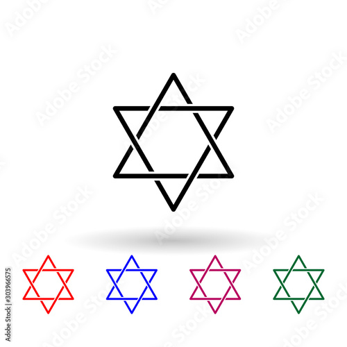 Jewish star multi color icon. Simple glyph, flat vector of hanukkah icons for ui and ux, website or mobile application