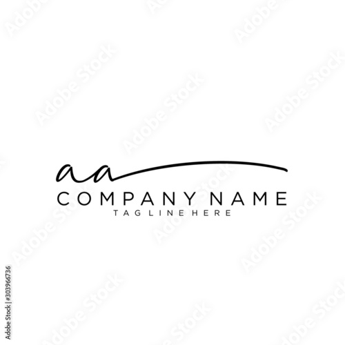 Initial letter AA Signature handwriting  Logo Vector