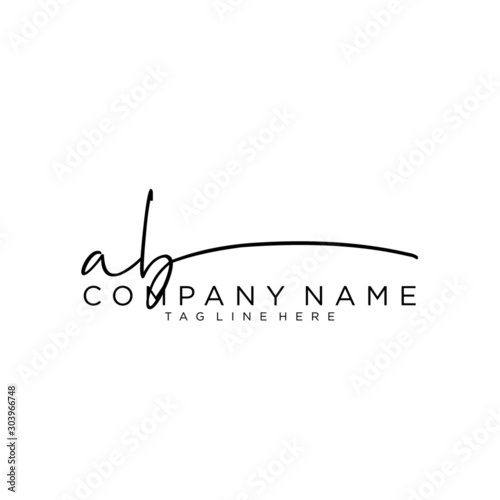 Initial letter AB  Signature handwriting  Logo Vector