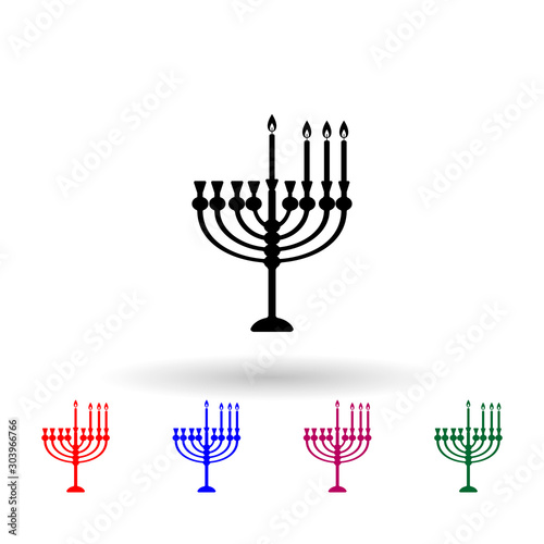 Third night of chanukah multi color icon. Simple glyph, flat vector of hanukkah icons for ui and ux, website or mobile application