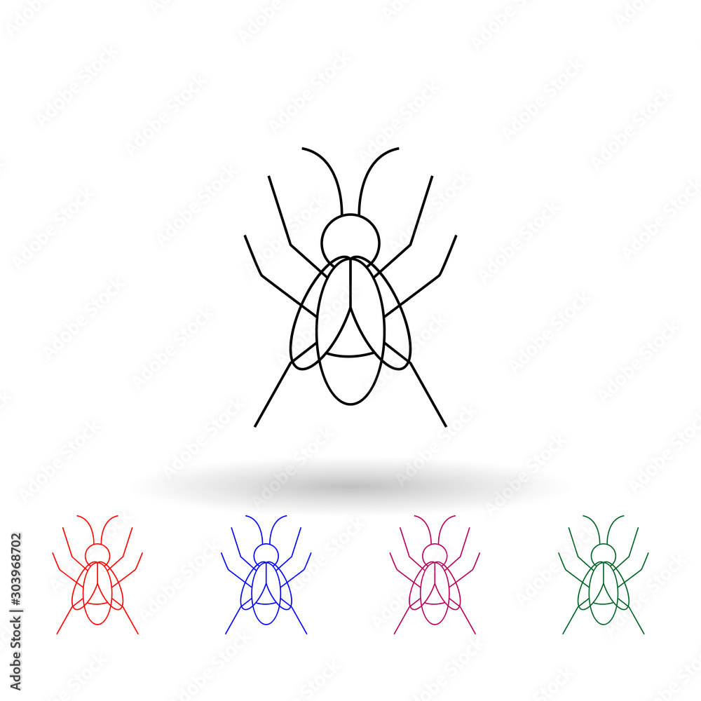 Fly multi color icon. Simple thin line, outline vector of insect icons for ui and ux, website or mobile application Fly multi color icon. Simple thin line, outline vector of insect icons for ui and ux, website or mobile application