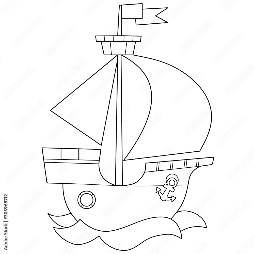 Child's Drawing Ship And Sailboat Stock Photo, Picture and Royalty Free  Image. Image 34842343.