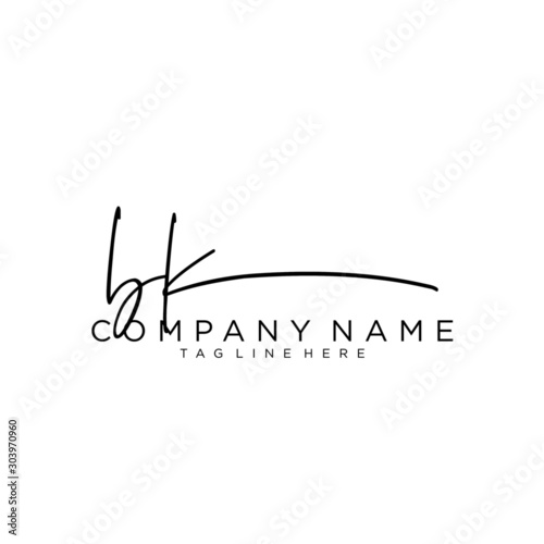 Initial letter BK Signature handwriting Logo Vector	 photo