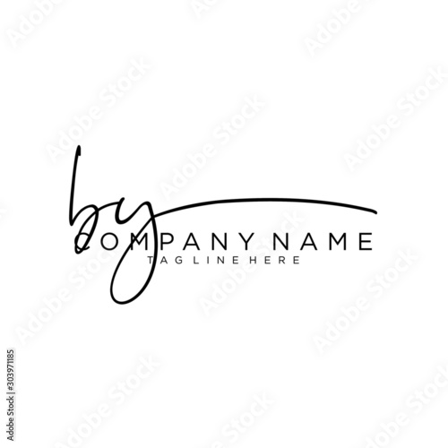 Initial letter BY Signature handwriting Logo Vector	 photo