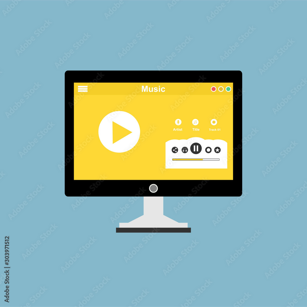 Music modern app user interface design easy to use and highly customizable. Modern vector illustration concept, isolated on colored background. Music modern app user interface design easy to use and highly customizable. Modern vector illustration concept, isolated on colored background.