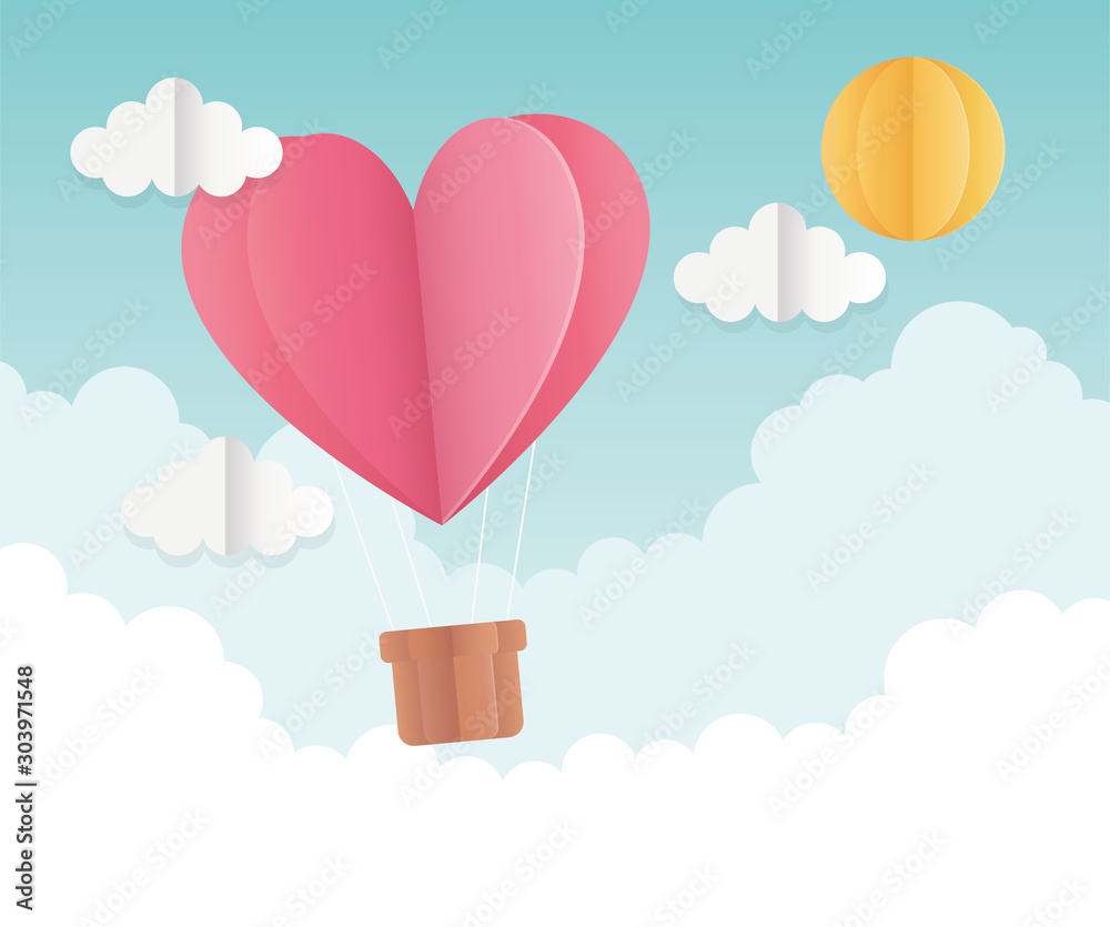 happy valentines day origami heart hot air balloon sun sky happy valentines day origami heart hot air balloon sun sky