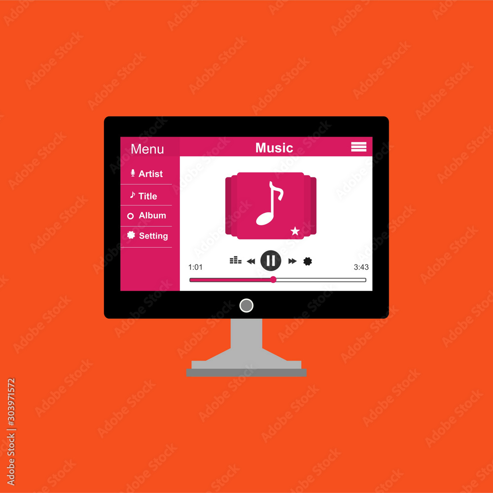 Vector illustration of music player flat design concept. easy to use and highly customizable. Vector illustration of music player flat design concept. easy to use and highly customizable.