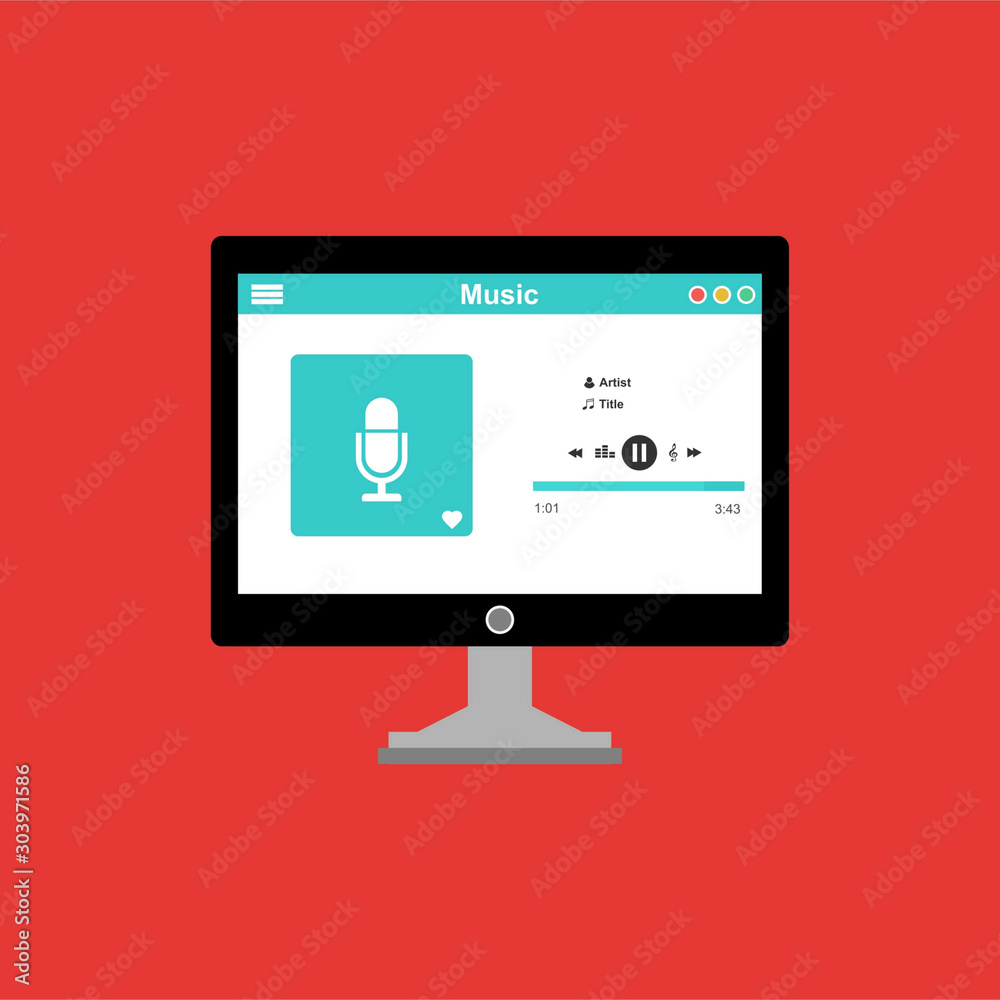 Vector illustration of music player flat design concept. easy to use and highly customizable. Vector illustration of music player flat design concept. easy to use and highly customizable.
