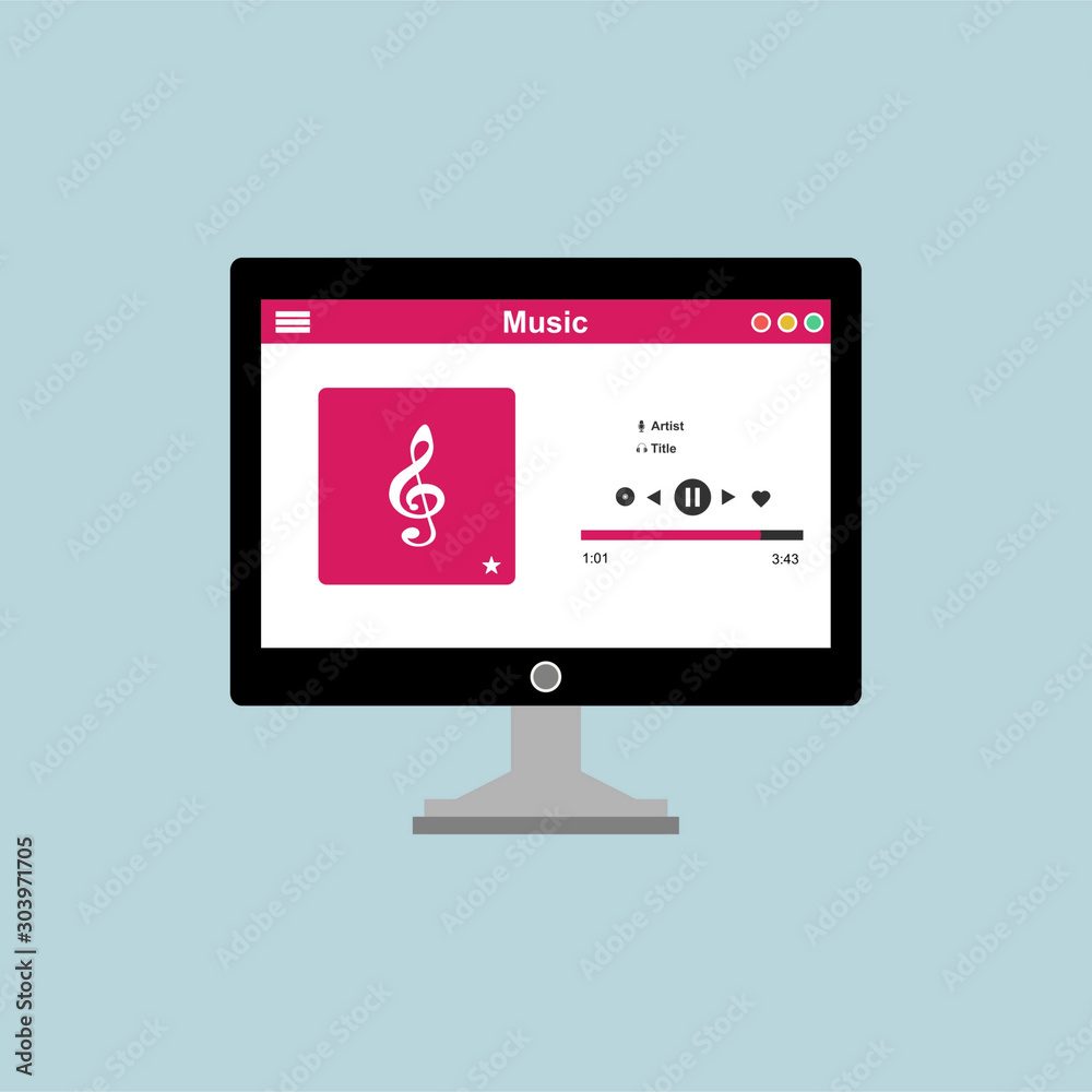 Vector illustration of music player flat design concept. easy to use and highly customizable. Vector illustration of music player flat design concept. easy to use and highly customizable.