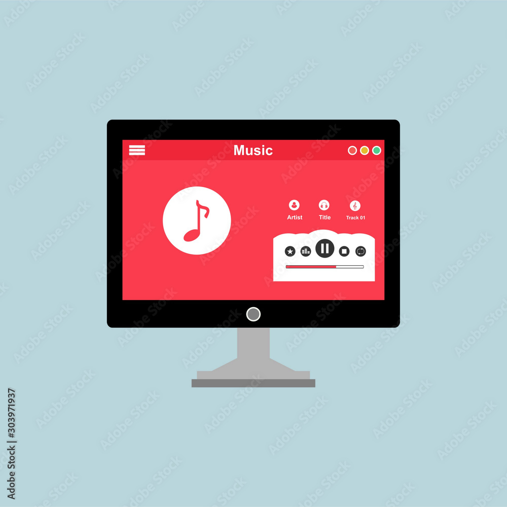 Music modern app user interface design easy to use and highly customizable. Modern vector illustration concept, isolated on colored background. Music modern app user interface design easy to use and highly customizable. Modern vector illustration concept, isolated on colored background.