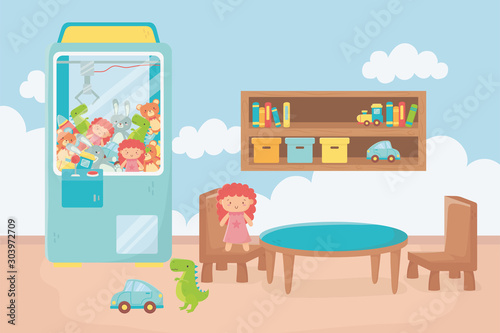 claw machine shelf table chairs room toys