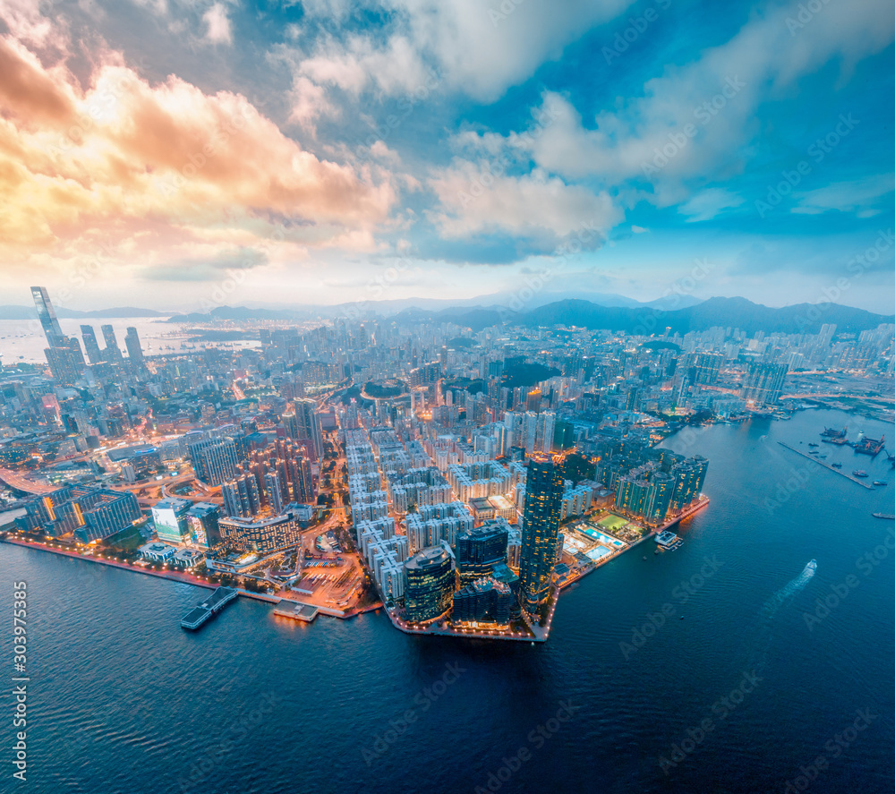 Фотография Hong Kong Cityscape view from high angle