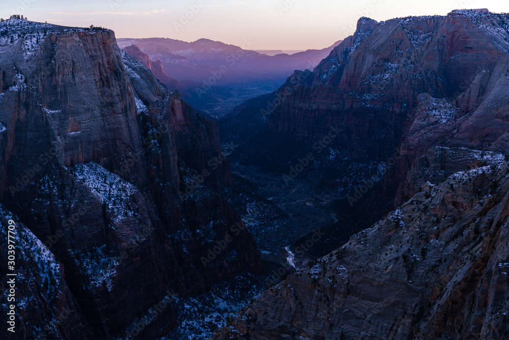 Embracing a Cold, Winter Day at Zion National Park in Utah.