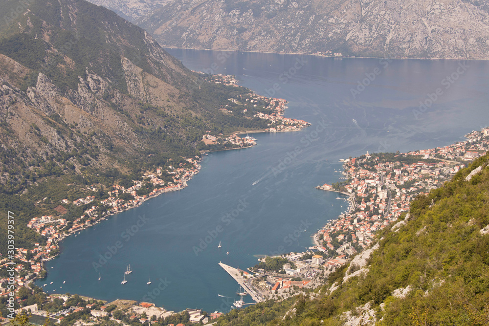 Panoramic view of the Bay of Kator and the city of Kator. Montenegro. Panoramic view of the Bay of Kator and the city of Kator. Montenegro.
