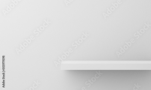 Fototapeta Naklejka Na Ścianę i Meble -  Empty white shop shelf on wall. 3d render.